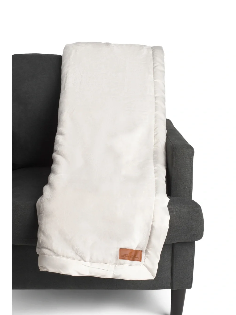 BROOKS BROTHERS solid fleece blanket with satin trim
